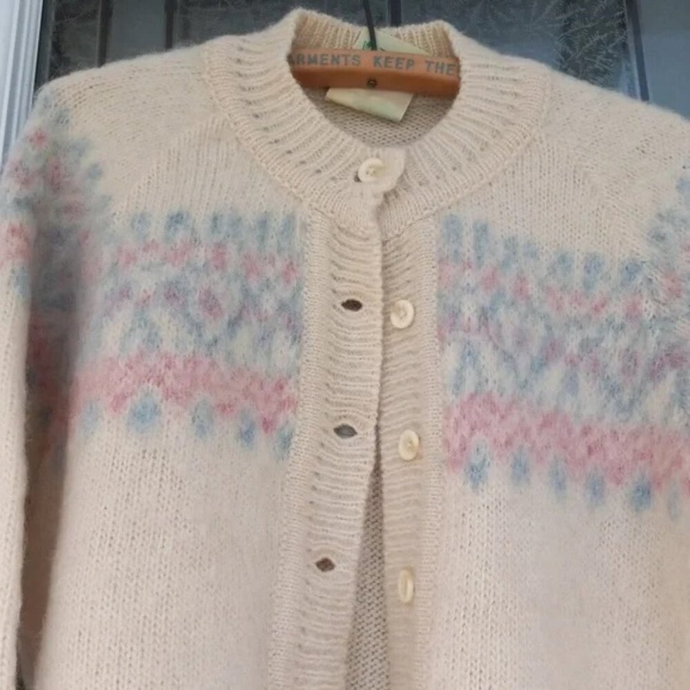 Spelana Scandinav/Iceland Yarn Pure NewWool Button Cardigan ExcelCond. Handknit